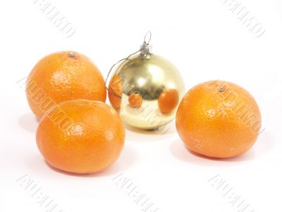 Christmas-tree decorations and tangerine