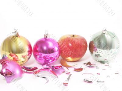 Christmas-tree decorations and apple