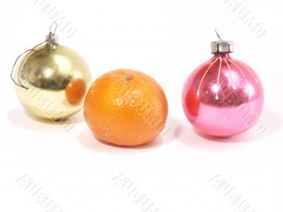 Christmas-tree decorations and tangerine