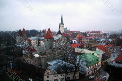 Cloudy view on old city of Tallinn. Estonia