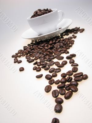 grains coffee and cup