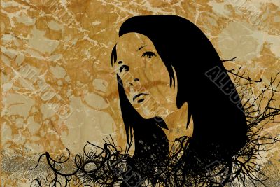 hand drawn silhouette of a woman