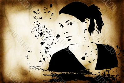 hand drawn silhouette of a woman