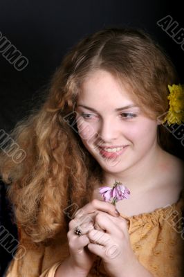 pretty young girl with flower