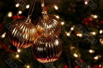 Three Golden Xmas Baubles