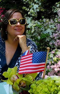 Woman with American Flag