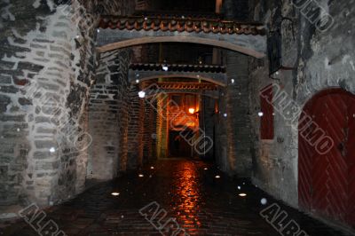path in old city in Tallinn, Estonia