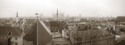 panoramic view of Tallinn, Estonia - sepia