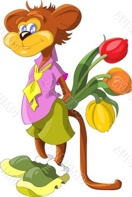 Monkey with flowers