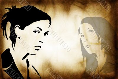 hand drawn silhouette of a woman