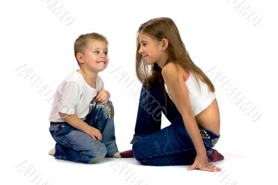 Smiling brother and sister