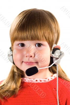 Little girl with headset