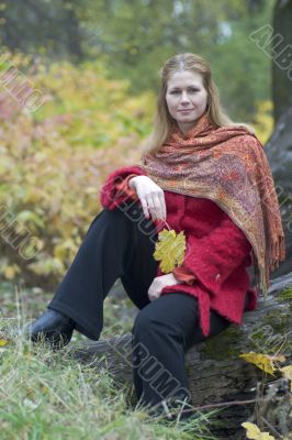 Woman with maple leaf