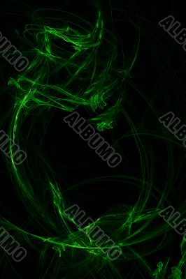 Abstract green background over black