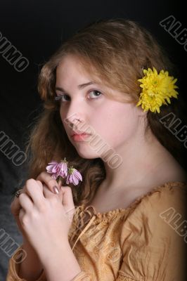 pretty young girl with flowers