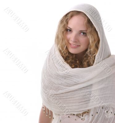 pretty young girl with a scarf