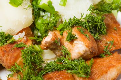 plate of fish and potato