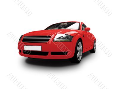 isolated red car front view