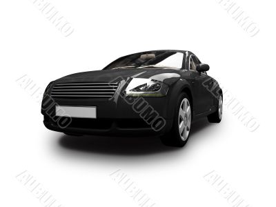 isolated black car front view 01