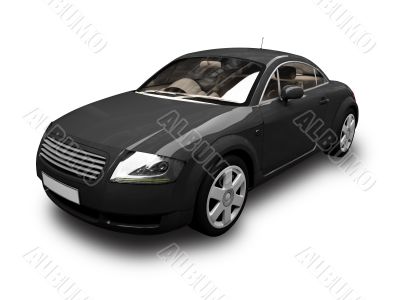 isolated black sport car front view 02