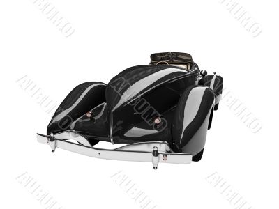 isolated retro black car back view 02
