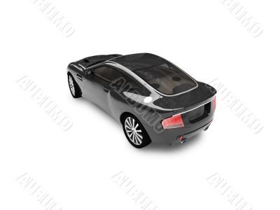 isolated black car back view 03