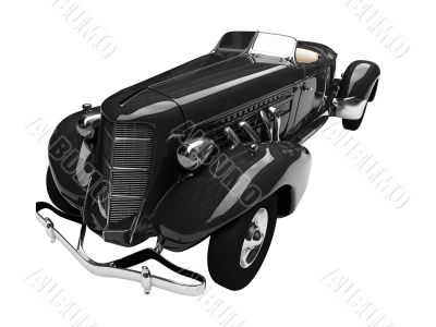 isolated retro black car front view 01