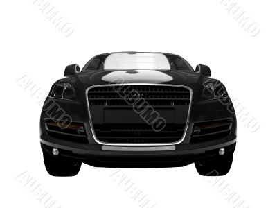 isolated black car front view 01