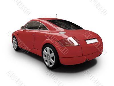 isolated red car back view