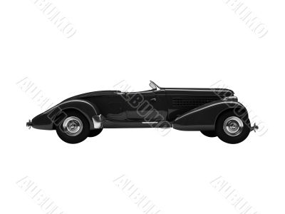 isolated retro black car side view