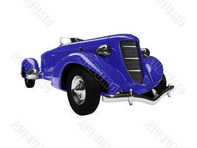 isolated vintage blue car front view