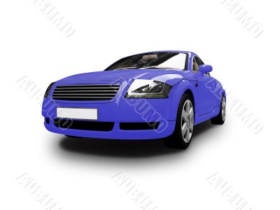 isolated blue car front view