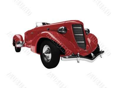 isolated vintage red car front view