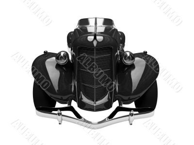 isolated retro black car front view 05