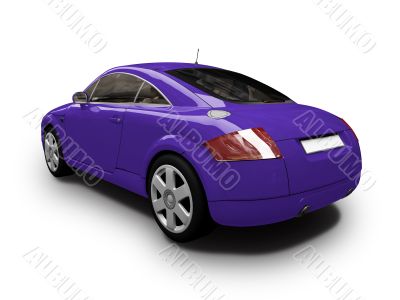 isolated blue car back view