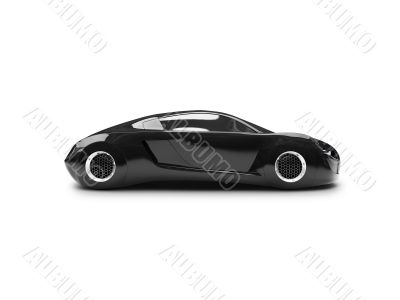 isolated black super car side view