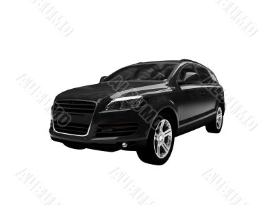 isolated black car front view 02