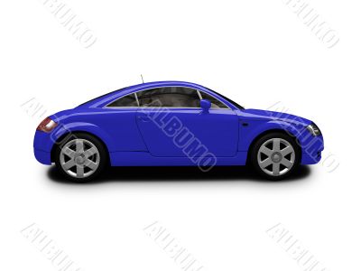 isolated blue car side view