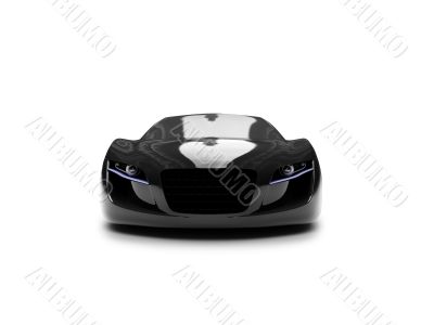 isolated black super car front view 03