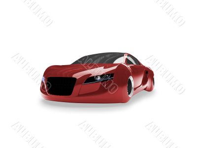 isolated red super car front view 01