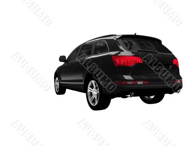 isolated black car back view 01
