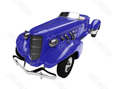 isolated vintage blue car front view