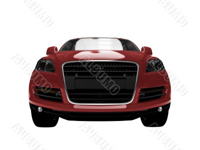 isolated red car front view 01