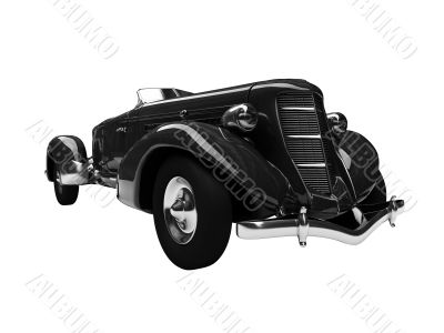 isolated retro black car front view 02