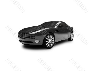 isolated black car front view 01
