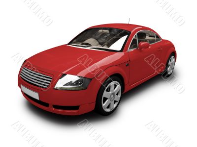 isolated red car front view