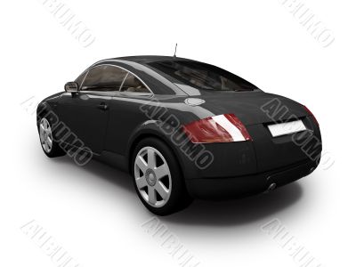 isolated sport black car back view