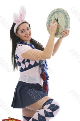 Beautiful woman with christmas decoration