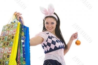 Beautiful woman with christmas decoration