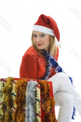 Beautiful woman with christmas decoration